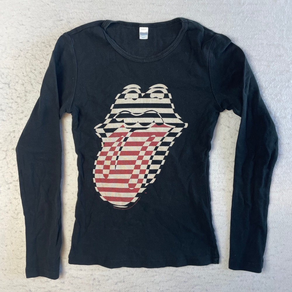 Motive Rolling Stones Graphic Tee Womens S Black Long Sleeve Concert Tour 05/06